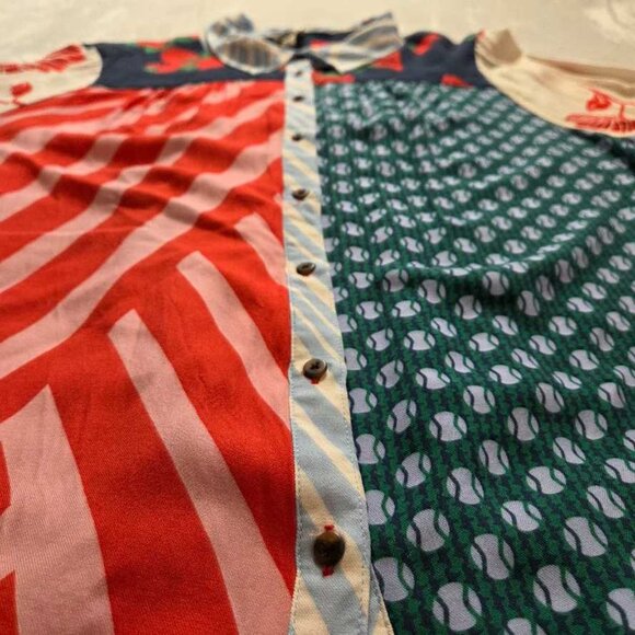 Plus 2X Maeve x Anthropologie Paz contrast button down shirt blouse red blue - Picture 7 of 12